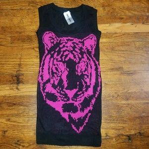 NWT Black & Pink Lion head Sweater Dress Tank Small